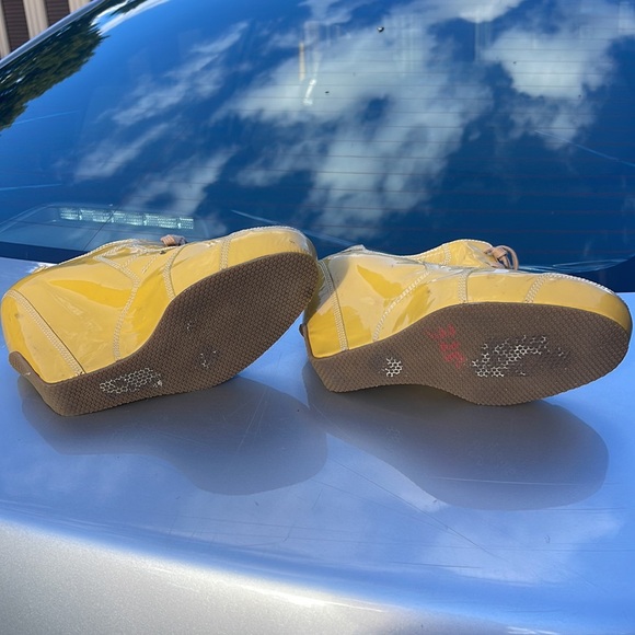 Vintage Dries Van Noreen unique yellow paten leather platform shoes size 8 - Picture 5 of 15